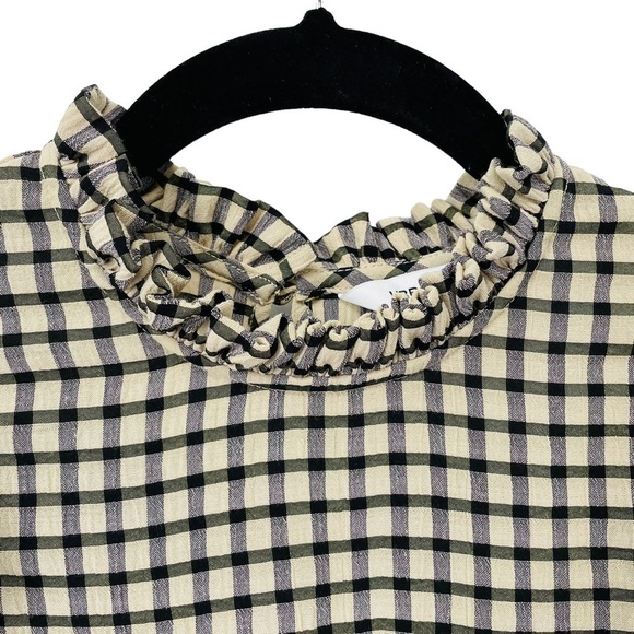 Urban Revivo Check Print Frill Detail Blouse - Sz 2 - Picture 5 of 15
